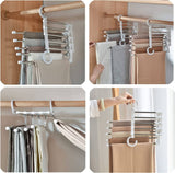 Darrahopens Home & Garden > Storage 4 Pack Stainless Steel Adjustable 5 in 1 Pants Hangers Non-Slip Space Saving for Home Storage