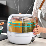 Darrahopens Home & Garden > Storage 6 Grid Rotating Food Grain Dispenser 3Kg - Compartment Storage Container
