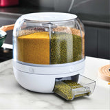 Darrahopens Home & Garden > Storage 6 Grid Rotating Food Grain Dispenser 3Kg - Compartment Storage Container