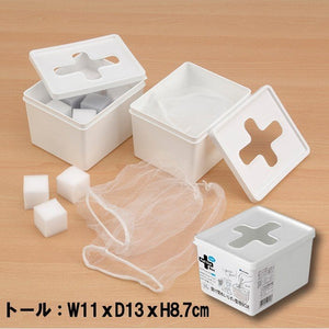 Darrahopens Home & Garden > Storage [6-PACK] INOMATA Japan Cross Small Items Storage Box Tall Size 11*13*8.7cm White