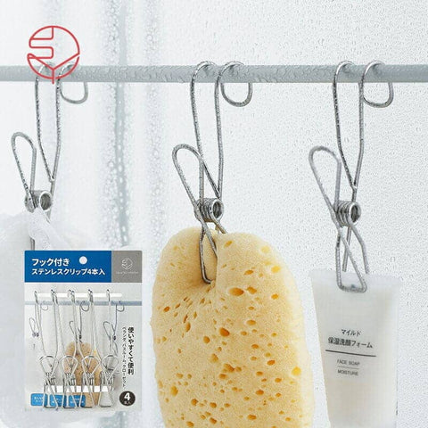 Darrahopens Home & Garden > Storage [6-PACK] INOMATA Japan Stainless Steel Clip 4Pcs