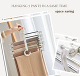 Darrahopens Home & Garden > Storage 6 Pack Stainless Steel Adjustable 5 in 1 Pants Hangers Non-Slip Space Saving for Home Storage