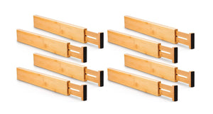 Darrahopens Home & Garden > Storage 8 Pack Bamboo Adjustable Kitchen Drawer Dividers (Large, 44-55 cm)