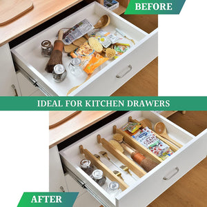 Darrahopens Home & Garden > Storage 8 Pack Bamboo Adjustable Kitchen Drawer Dividers (Large, 44-55 cm)