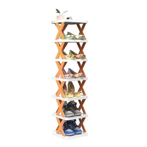 Darrahopens Home & Garden > Storage A+Living Folding Shoe Rack Household Doorway Balcony Simple Perforate 5 Layer Shoe Rack