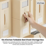 Darrahopens Home & Garden > Storage > Clothing & Wardrobe Storage 10x Kitchee Foldable Bed Sheet Storage Box – Linen & Closet Organiser Beige