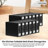 Darrahopens Home & Garden > Storage > Clothing & Wardrobe Storage 10x Kitchee Foldable Bed Sheet Storage Box – Linen & Closet Organiser Black