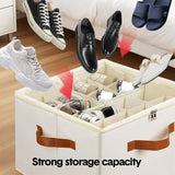 Darrahopens Home & Garden > Storage > Clothing & Wardrobe Storage 2 Pack Shoe Organizer Zipper Clear Lid Fabric Shoe Storage Box Space Saving Beige Shoe Holder for Closet and Adjustable Dividers Fits up to 16 Pairs