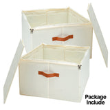 Darrahopens Home & Garden > Storage > Clothing & Wardrobe Storage 2 Pack Shoe Organizer Zipper Clear Lid Fabric Shoe Storage Box Space Saving Beige Shoe Holder for Closet and Adjustable Dividers Fits up to 16 Pairs