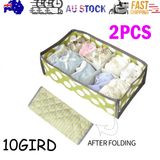Darrahopens Home & Garden > Storage > Clothing & Wardrobe Storage 2Pcs 10 Grids Underwear Sock Panties Drawer Storage Bag Organizer Wardrobe Box