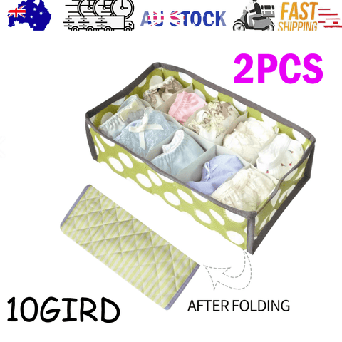 Darrahopens Home & Garden > Storage > Clothing & Wardrobe Storage 2Pcs 10 Grids Underwear Sock Panties Drawer Storage Bag Organizer Wardrobe Box