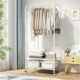 Darrahopens Home & Garden > Storage > Clothing & Wardrobe Storage 2Tier Rolling Free-Standing Clothing Garment Rack Closet Organizer Open Wardrobe