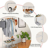 Darrahopens Home & Garden > Storage > Clothing & Wardrobe Storage 2Tier Rolling Free-Standing Clothing Garment Rack Closet Organizer Open Wardrobe