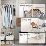 Darrahopens Home & Garden > Storage > Clothing & Wardrobe Storage 2Tier Rolling Free-Standing Clothing Garment Rack Closet Organizer Open Wardrobe