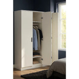 Darrahopens Home & Garden > Storage > Clothing & Wardrobe Storage 3 Door White Gloss Wardrobe – Black Handles, Hanging Rail & Shelves