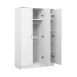 Darrahopens Home & Garden > Storage > Clothing & Wardrobe Storage 3 Door White Gloss Wardrobe – Black Handles, Hanging Rail & Shelves