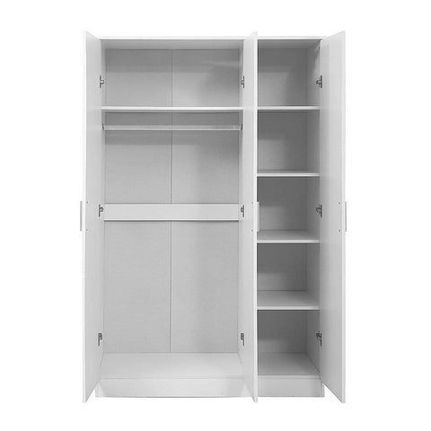 Darrahopens Home & Garden > Storage > Clothing & Wardrobe Storage 3 Door White Gloss Wardrobe – White Handles, Hanging Rail & Shelves