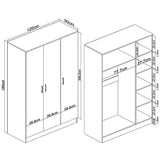 Darrahopens Home & Garden > Storage > Clothing & Wardrobe Storage 3 Door White Gloss Wardrobe – White Handles, Hanging Rail & Shelves