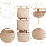 Darrahopens Home & Garden > Storage > Clothing & Wardrobe Storage 3 Layer Hanging Storage Bag with Pockets Wall Door Organizer for Bedroom Bathroom Cotton Linen Canvas