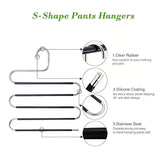 Darrahopens Home & Garden > Storage > Clothing & Wardrobe Storage 3 Pack Multi-Layer Stainless Steel Metal Pants Hangers, Bedroom Storage, S-Shaped Anti-Slip No-Mark, Space Saving, Closet Storage Rack, Pants Jeans Scarves Hanging, Black Version