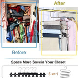 Darrahopens Home & Garden > Storage > Clothing & Wardrobe Storage 3 Pack Multi-Layer Stainless Steel Metal Pants Hangers, Bedroom Storage, S-Shaped Anti-Slip No-Mark, Space Saving, Closet Storage Rack, Pants Jeans Scarves Hanging, Black Version