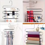 Darrahopens Home & Garden > Storage > Clothing & Wardrobe Storage 3 Pack Multi-Layer Stainless Steel Metal Pants Hangers, Bedroom Storage, S-Shaped Anti-Slip No-Mark, Space Saving, Closet Storage Rack, Pants Jeans Scarves Hanging, Black Version