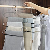 Darrahopens Home & Garden > Storage > Clothing & Wardrobe Storage 3 Pack Multi-Layer Stainless Steel Metal Pants Hangers, Bedroom Storage, S-Shaped Anti-Slip No-Mark, Space Saving, Closet Storage Rack, Pants Jeans Scarves Hanging, Black Version