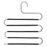 Darrahopens Home & Garden > Storage > Clothing & Wardrobe Storage 3 Pack Multi-Layer Stainless Steel Metal Pants Hangers, Bedroom Storage, S-Shaped Anti-Slip No-Mark, Space Saving, Closet Storage Rack, Pants Jeans Scarves Hanging, Black Version