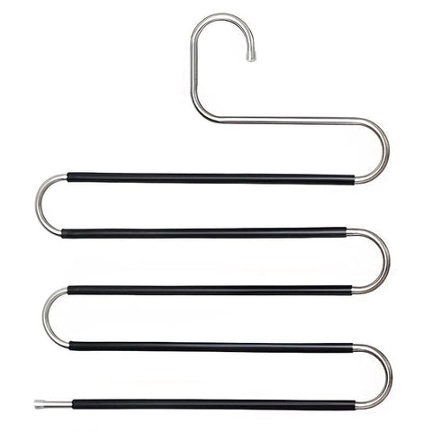 Darrahopens Home & Garden > Storage > Clothing & Wardrobe Storage 3 Pack Multi-Layer Stainless Steel Metal Pants Hangers, Bedroom Storage, S-Shaped Anti-Slip No-Mark, Space Saving, Closet Storage Rack, Pants Jeans Scarves Hanging, Black Version