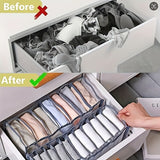 Darrahopens Home & Garden > Storage > Clothing & Wardrobe Storage 3-Piece Mesh Socks, Underwear & Belt Organizer – Nylon Drawer Dividers, 7 Compartments