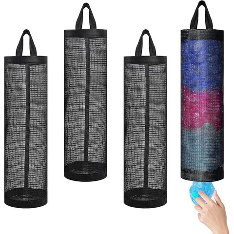 Darrahopens Home & Garden > Storage > Clothing & Wardrobe Storage 4 Pcs Trash Storage Bags Grocery Shopping Bag Holder, Hangs On Doors, Walls Or Cabinets, for Home and Kitche(Black) In Australia - Darrahopens