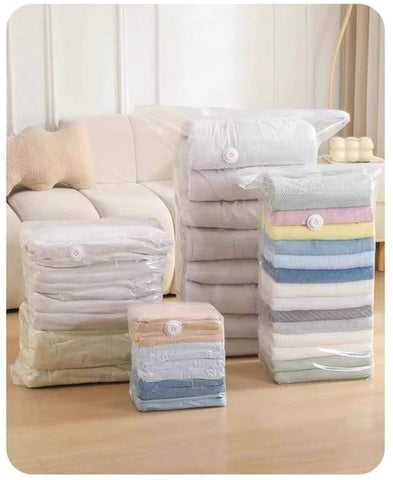 Darrahopens Home & Garden > Storage > Clothing & Wardrobe Storage 4-Piece Clothing Storage Bags - Compression Bags - Vacuum Bags for Sealing Blankets - Suitable for Travel Clothes - Reusable - Space-Saving - With Manual Press or Air Pump - Suitable for Clothes, Pillows, Duvets and Bed Linen