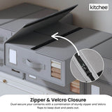 Darrahopens Home & Garden > Storage > Clothing & Wardrobe Storage 4x Kitchee Foldable Bed Sheet Storage Box – Linen & Closet Organiser Grey