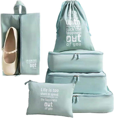 Darrahopens Home & Garden > Storage > Clothing & Wardrobe Storage 6pcs Packing Cubes for Suitcases Travel Luggage Organizer Bags - Blue