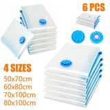 Darrahopens Home & Garden > Storage > Clothing & Wardrobe Storage 6PCS Vacuum Storage Bags Clothes Space Saver Organiser Seal Bags 4 Sizes - 60x80CM-6PCS