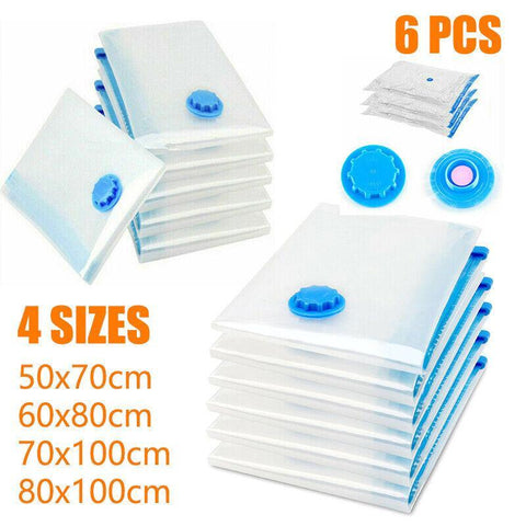 Darrahopens Home & Garden > Storage > Clothing & Wardrobe Storage 6PCS Vacuum Storage Bags Clothes Space Saver Organiser Seal Bags 4 Sizes - 60x80CM-6PCS