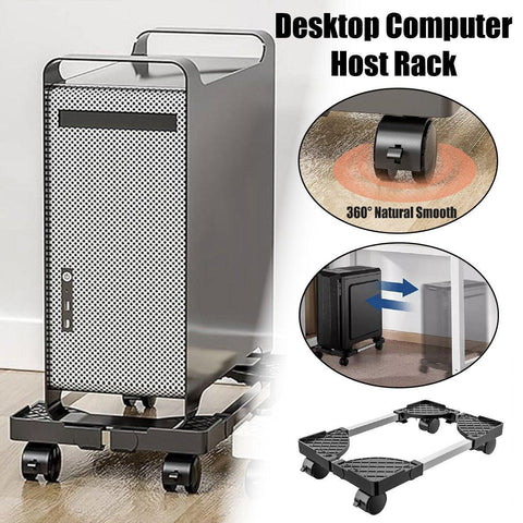 Darrahopens Home & Garden > Storage > Clothing & Wardrobe Storage Adjustable Desktop Computer Tower Stand Telescopic Chassis Holder with Wheels