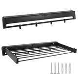 Darrahopens Home & Garden > Storage > Clothing & Wardrobe Storage Alston Wall Mounted Drying Rack Black Clothes Airer Space Saver Folding Dryer Bearing Capacity 12KG Foldable Rail With Hooks Indoor Outdoor Balcony Laundry