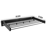 Darrahopens Home & Garden > Storage > Clothing & Wardrobe Storage Alston Wall Mounted Drying Rack Black Clothes Airer Space Saver Folding Dryer Bearing Capacity 12KG Foldable Rail With Hooks Indoor Outdoor Balcony Laundry