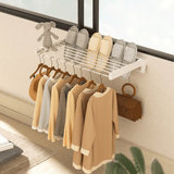 Darrahopens Home & Garden > Storage > Clothing & Wardrobe Storage Alston Wall Mounted Drying Rack Black Clothes Airer Space Saver Folding Dryer Bearing Capacity 12KG Foldable Rail With Hooks Indoor Outdoor Balcony Laundry