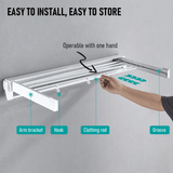 Darrahopens Home & Garden > Storage > Clothing & Wardrobe Storage Alston Wall Mounted Drying Rack Black Clothes Airer Space Saver Folding Dryer Bearing Capacity 12KG Foldable Rail With Hooks Indoor Outdoor Balcony Laundry