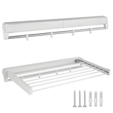 Darrahopens Home & Garden > Storage > Clothing & Wardrobe Storage Alston Wall Mounted Drying Rack Clothes Airer Space Saver Folding Dryer Bearing Capacity 12KG Foldable Rail With Hooks Indoor Outdoor Balcony Laundry White