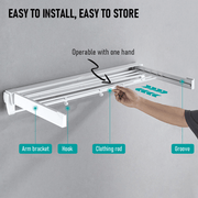 Darrahopens Home & Garden > Storage > Clothing & Wardrobe Storage Alston Wall Mounted Drying Rack Clothes Airer Space Saver Folding Dryer Bearing Capacity 12KG Foldable Rail With Hooks Indoor Outdoor Balcony Laundry White