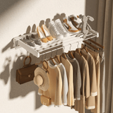 Darrahopens Home & Garden > Storage > Clothing & Wardrobe Storage Alston Wall Mounted Drying Rack Clothes Airer Space Saver Folding Dryer Bearing Capacity 12KG Foldable Rail With Hooks Indoor Outdoor Balcony Laundry White