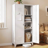 Darrahopens Home & Garden > Storage > Clothing & Wardrobe Storage Artiss 2-Door Wardrobe Lockable Cabinet Storage Closet Hanging Rail Adjustable Shelves Cream White In Australia - Darrahopens