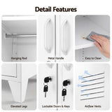 Darrahopens Home & Garden > Storage > Clothing & Wardrobe Storage Artiss 2-Door Wardrobe Lockable Cabinet Storage Closet Hanging Rail Adjustable Shelves Cream White In Australia - Darrahopens