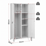 Darrahopens Home & Garden > Storage > Clothing & Wardrobe Storage Artiss 2-Door Wardrobe Lockable Cabinet Storage Closet Hanging Rail Adjustable Shelves Cream White In Australia - Darrahopens