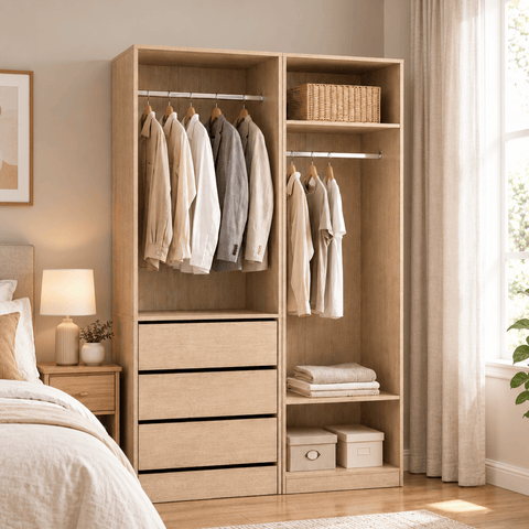 Darrahopens Home & Garden > Storage > Clothing & Wardrobe Storage Artiss 2X Wardrobe Clothes Closet Storage Organiser Armoire Pine In Australia - Darrahopens