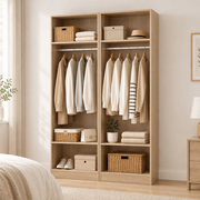 Darrahopens Home & Garden > Storage > Clothing & Wardrobe Storage Artiss 2X Wardrobe Clothes Closet Storage Organiser Shelf Pine In Australia - Darrahopens