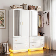Darrahopens Home & Garden > Storage > Clothing & Wardrobe Storage Artiss LED Wardrobe Cabinet Clothes Storage with Mirror 2 Drawers Hanging Rail In Australia - Darrahopens
